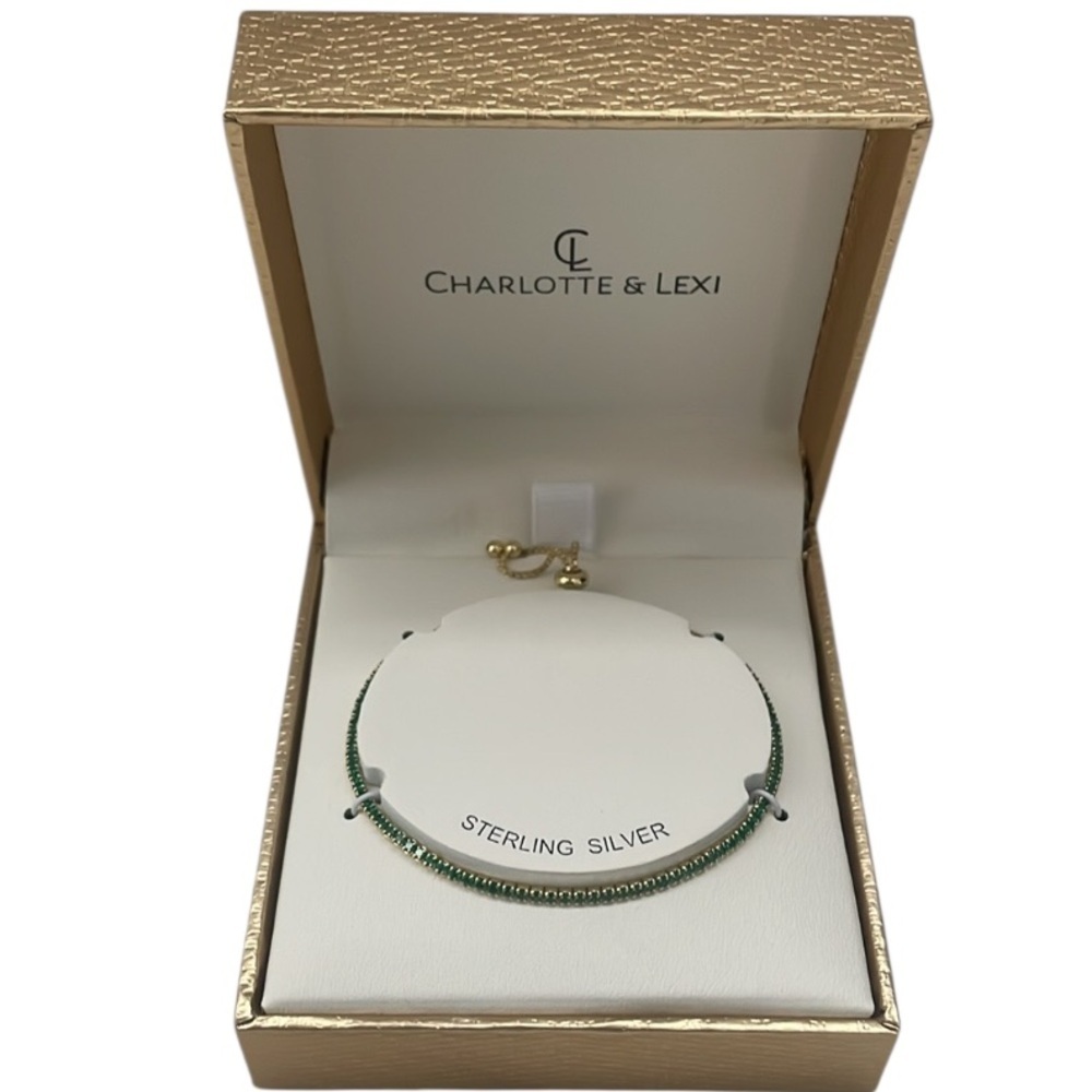 Charlotte & Lexi bracelet goldtone Green sterling silver fashion jewelry new